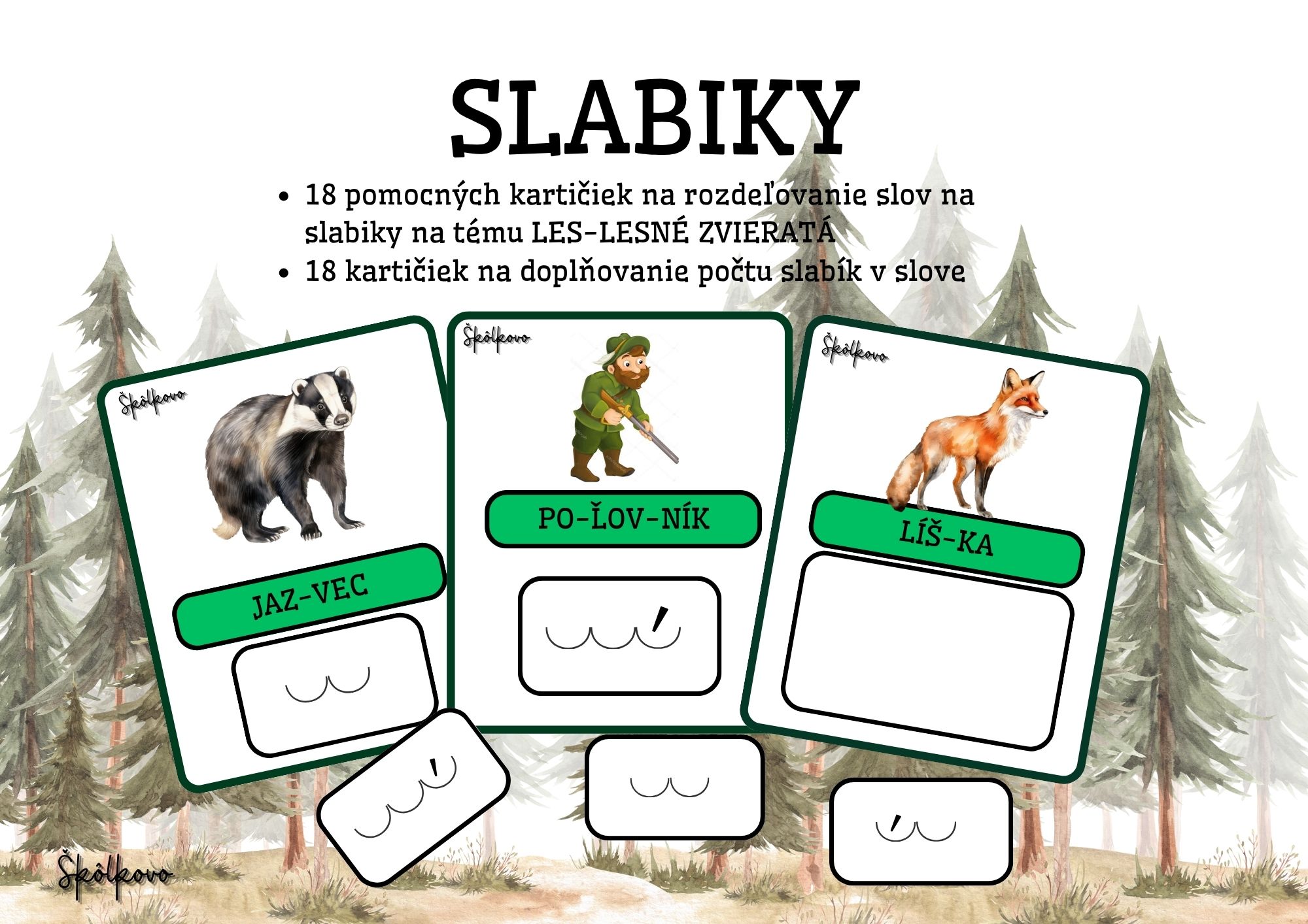 Slabikovanie - les, lesné zvieratá