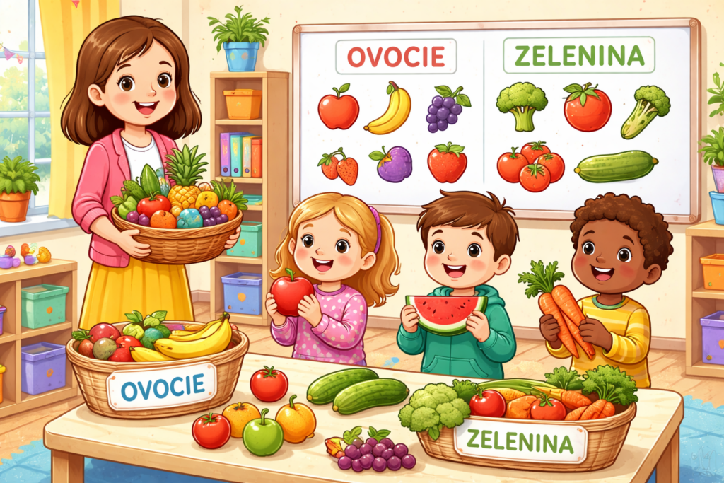 Deti v materskej škole spoznávajú ovocie a zeleninu